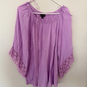 Melissa Paige Purple Lace Trim Blouse